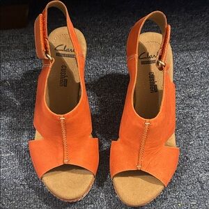 Clarks Vibrant Orange Open-Toe Sandals